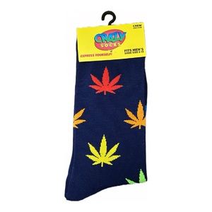 Socks Men Hippie Leaf Maple Trees Weed Punk Grunge Funny Novelty Navy Blue